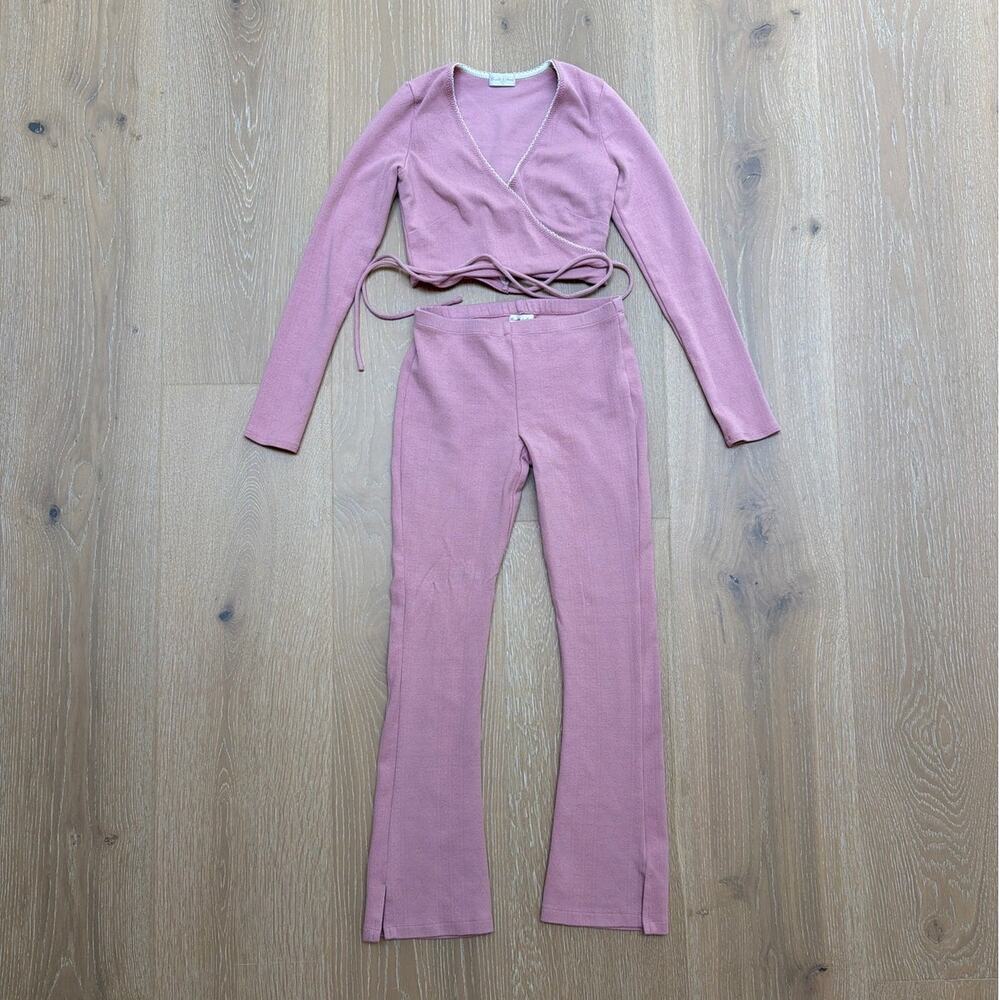 Cosette di Ames Ballet Wrap Top & Flare Pants Set Isabella Size XS Dusty Pink